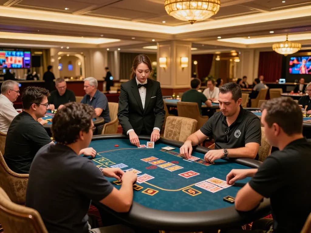 Players enjoying card games at SC88 Com Casino, highlighting dynamic gaming excitement and luxury decor.
