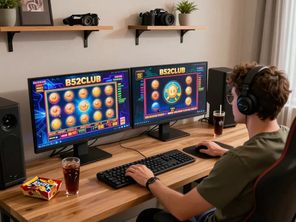 B52CLUB gaming setup showcasing thrilling slot games in an engaging online environment