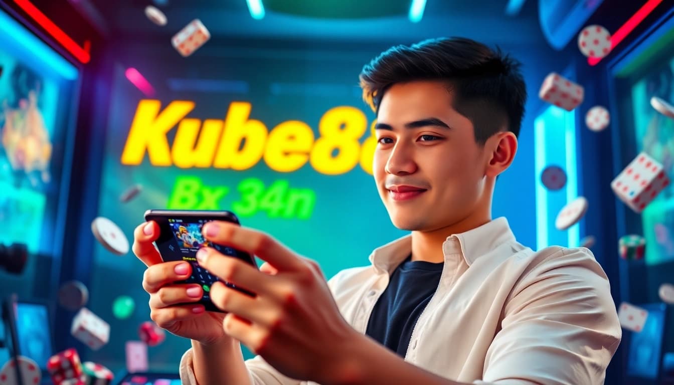Tải App Kubet88: Trải Nghiệm Cá Cược Nhanh – Mượt – An Toàn on a smartphone, showcasing an engaging user interface.