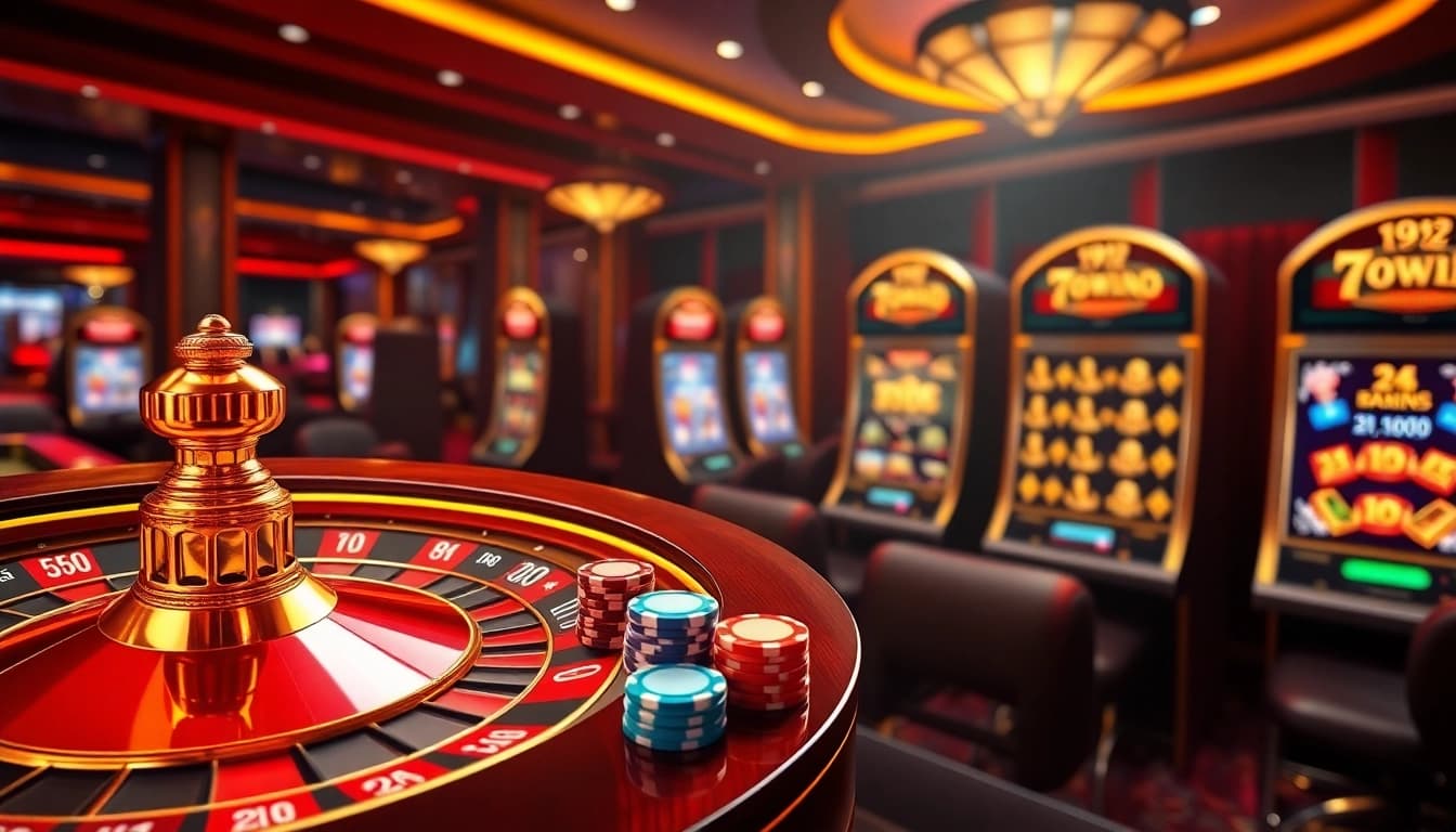 Experience the thrill of 789Win with a vibrant online casino scene showcasing roulette and poker.