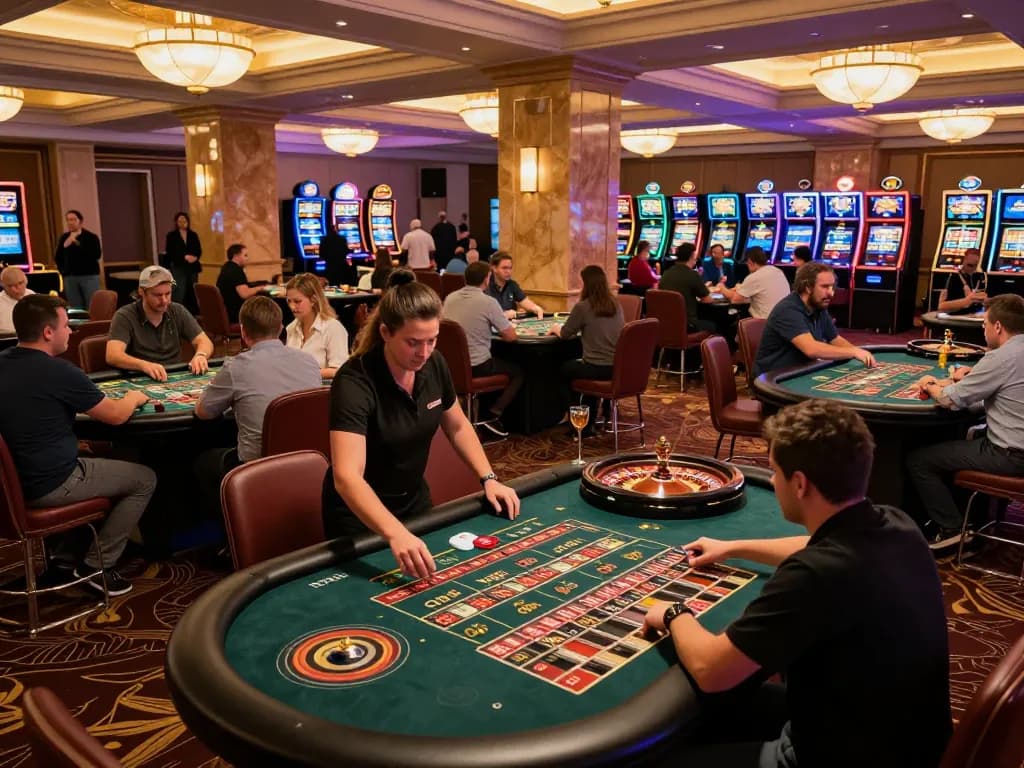 Players enjoying roulette excitement at msg777 casino amidst vibrant casino ambiance.