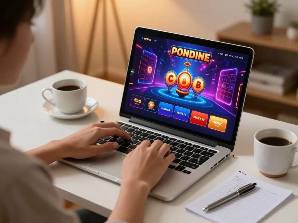 SUNWIN player analyzing odds while using a laptop for online betting in a cozy home office