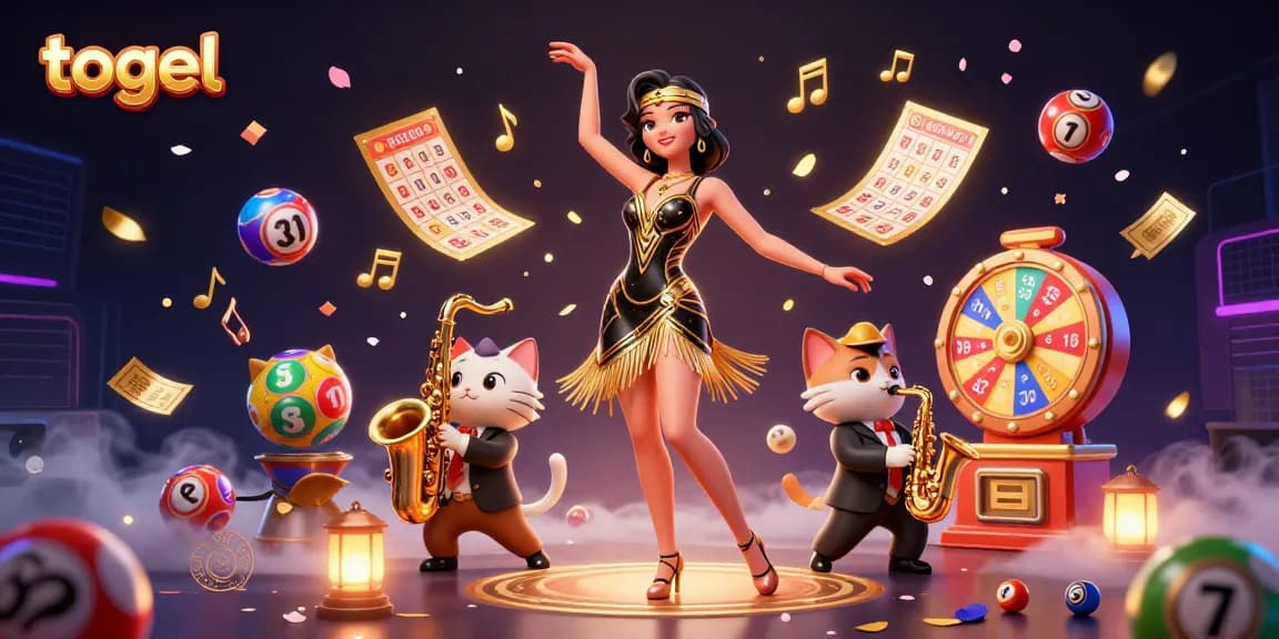 Engage in thrilling togel gaming with vibrant lottery elements and festive atmosphere.
