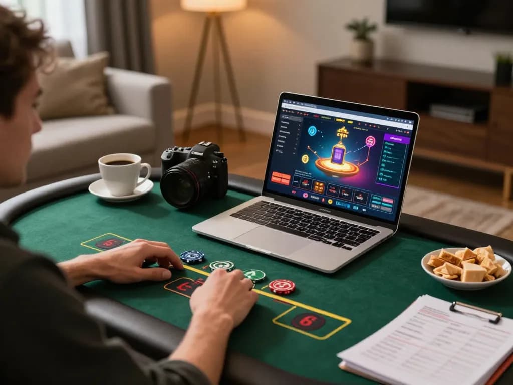 Experience nk88 win with an intense blackjack session in a cozy home gaming setup.