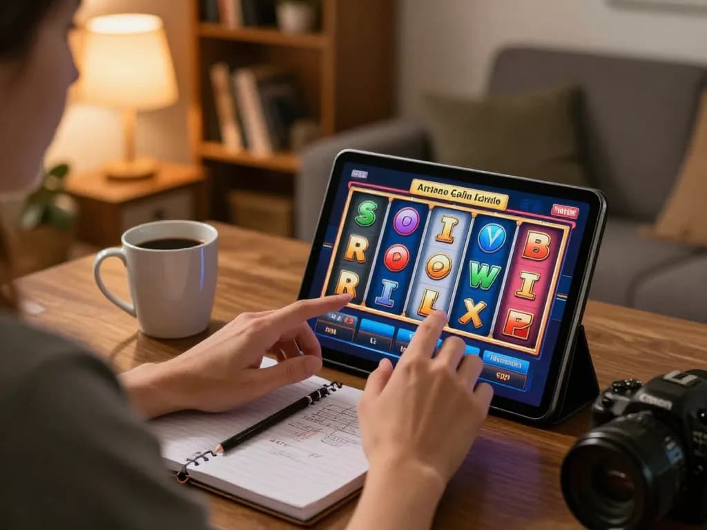 Player enjoying agenslot188 slot games on a tablet in a cozy living room setting
