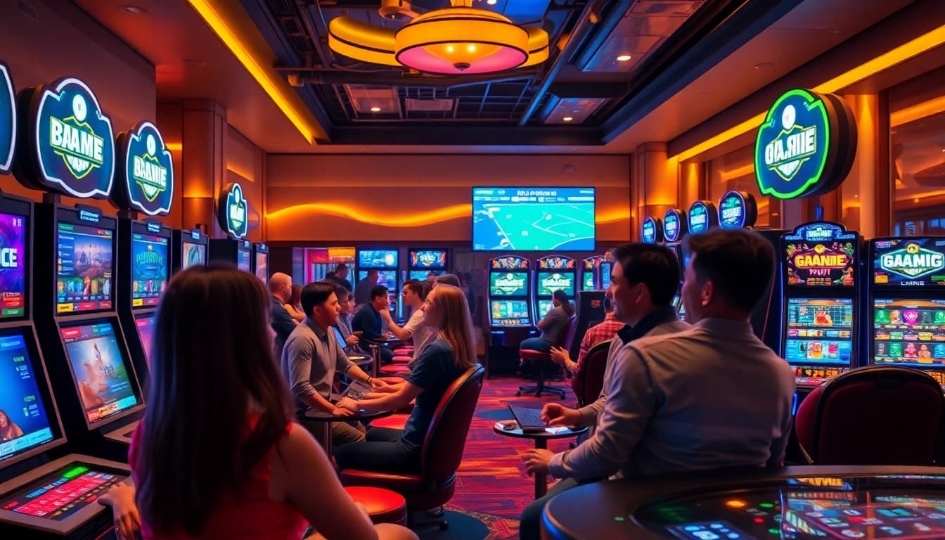 B52 Club vibrant gaming scene with players enjoying live casino and slots.