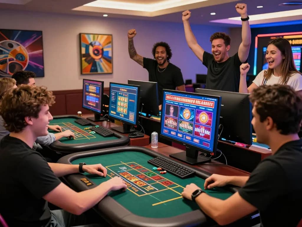 Excited players enjoying the vibrant alev casino 118 gaming experience with live dealer games and colorful slots