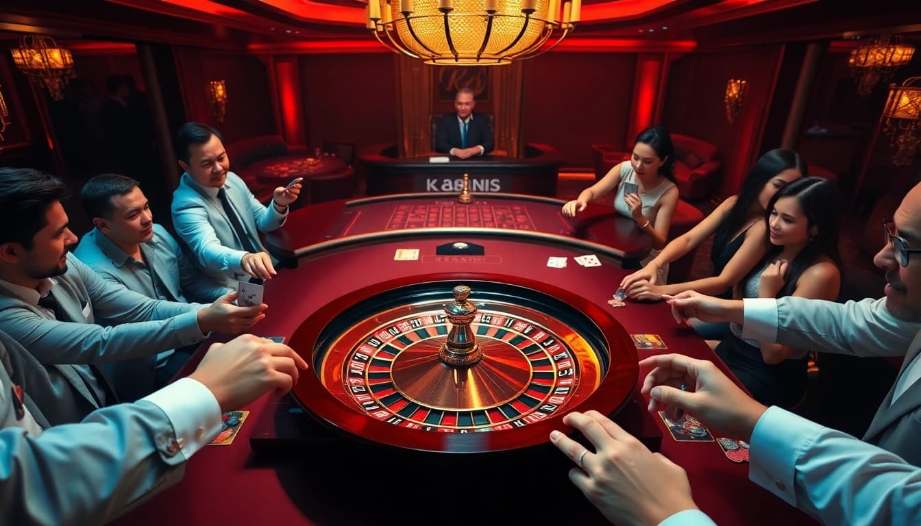 K88 casino table with players eagerly betting and enjoying a thrilling gaming experience.
