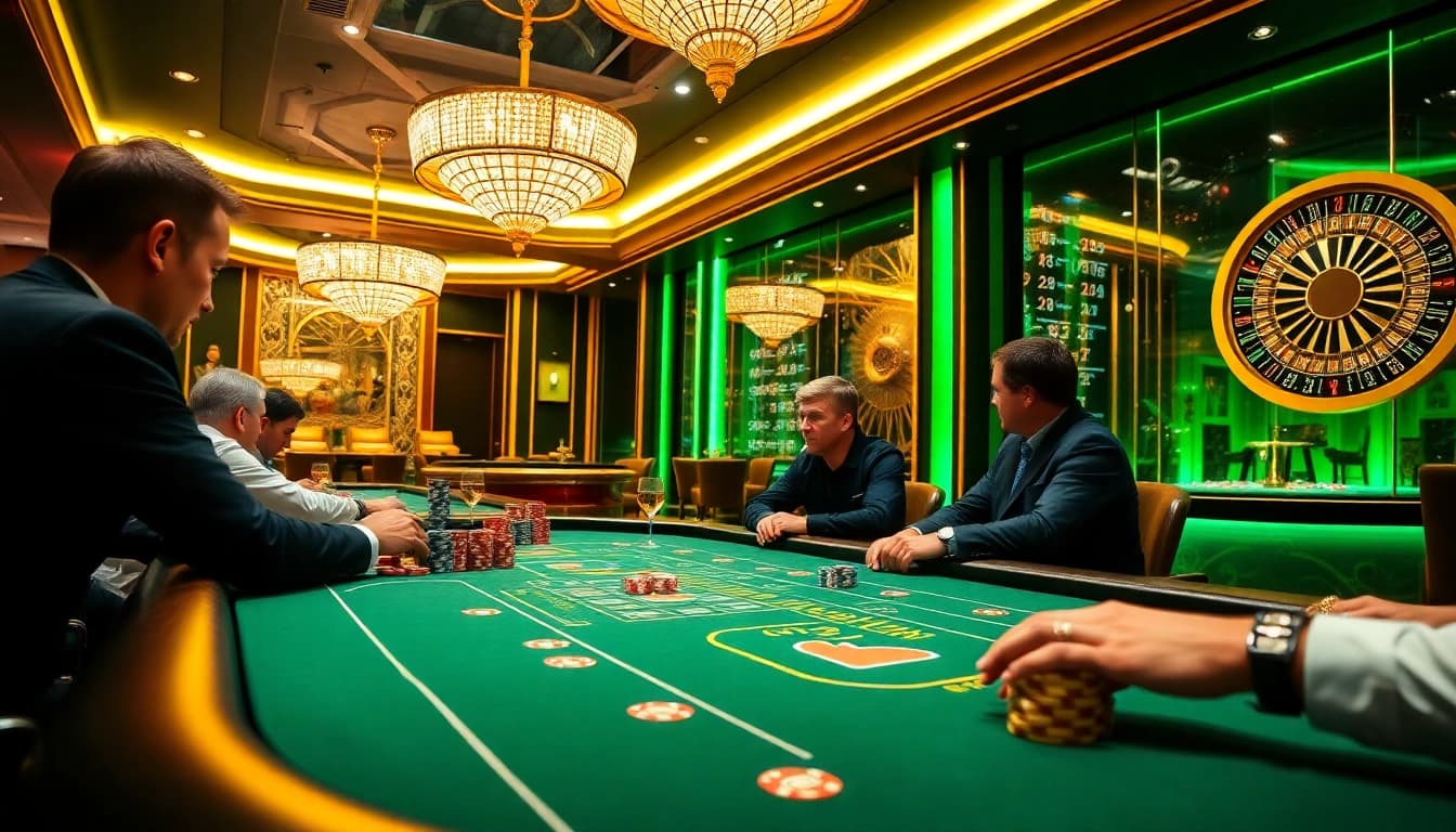 Thrilling poker action at qh88 with vibrant chips and an exciting atmosphere.