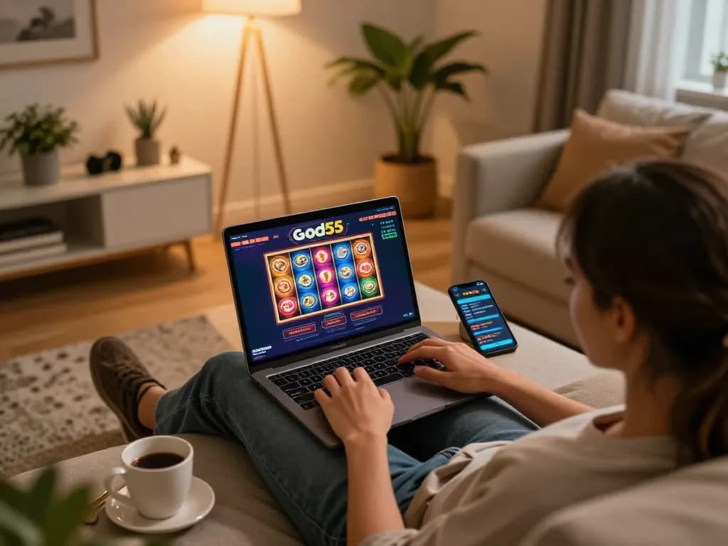 Engaging gameplay on god55 casino interface with warm and inviting home environment.