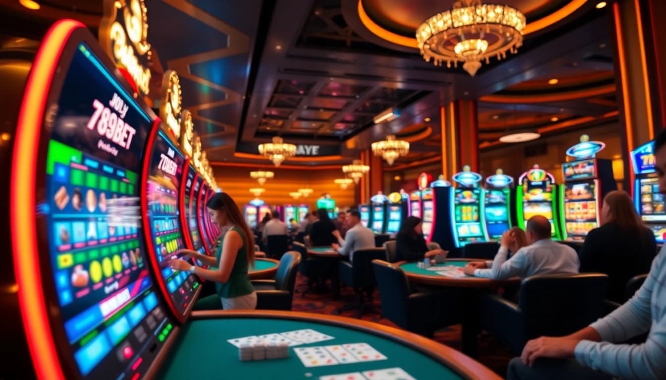 Exciting gaming atmosphere showcasing 789bet online betting with poker and slots.