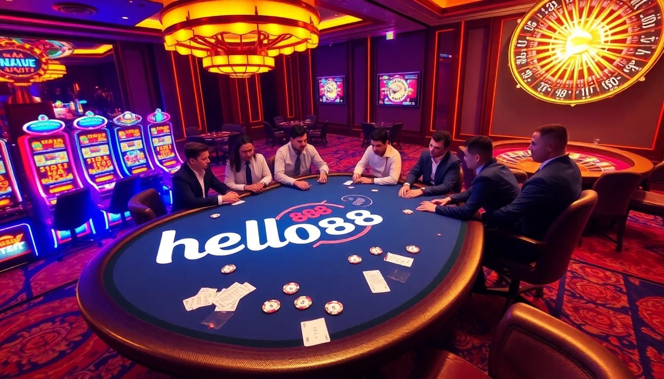 Experience excitement at the casino with hello88 during an intense poker game.