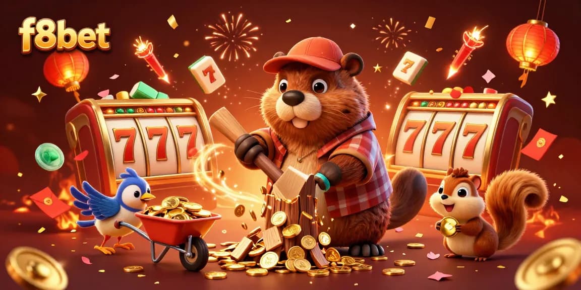 Experience the exciting world of f8bet with vibrant 3D characters in a rich casino setting filled with golden treasures.