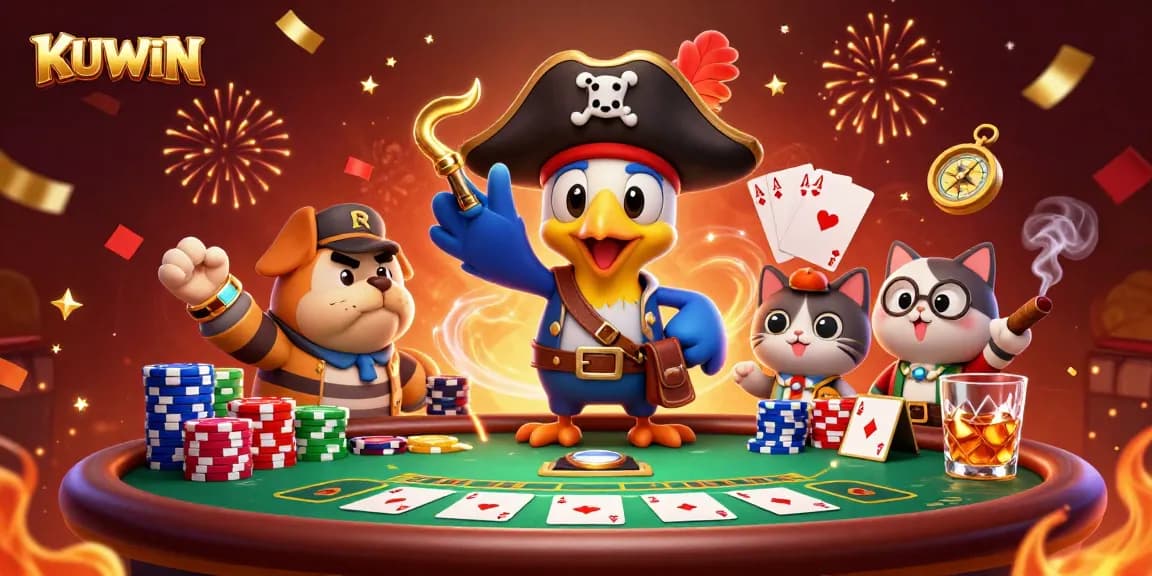 Engage in dynamic gaming action at KUWIN with colorful poker chips and vibrant casino atmosphere.