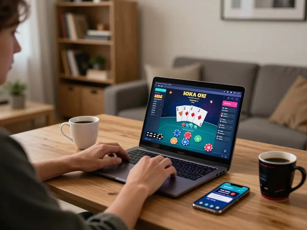 Engaging online gaming session at trang chủ 88aa with laptop and smartphone displaying casino games