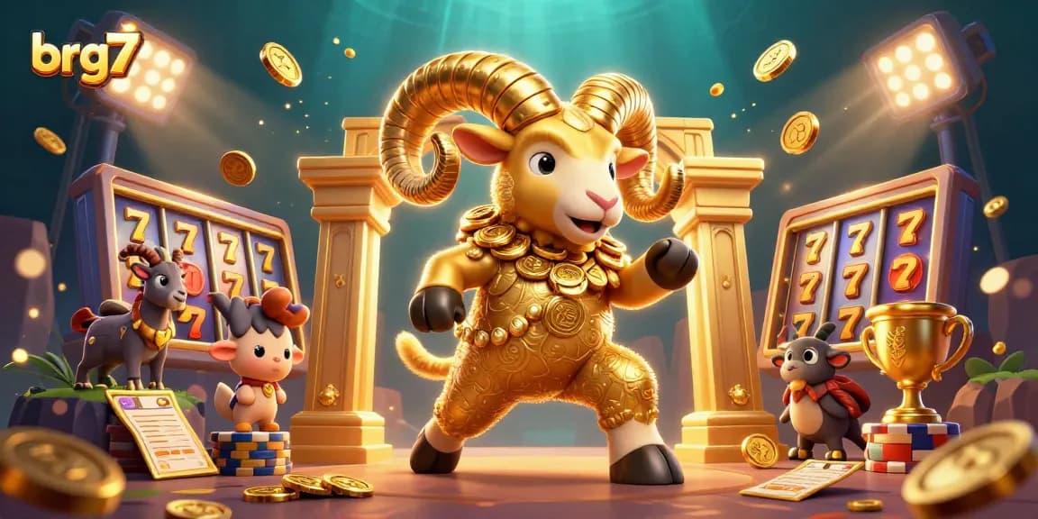 Join the excitement at brg77 with vibrant 3D casino action featuring dynamic game elements and a golden ram.