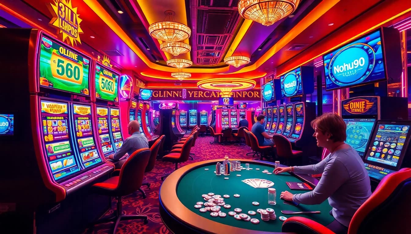 Nohu90 online gaming interface showing players engaged in slots and high stakes gameplay.