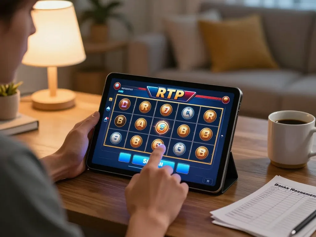 Engaging in RTP slot gameplay on a tablet at home while managing bankroll.