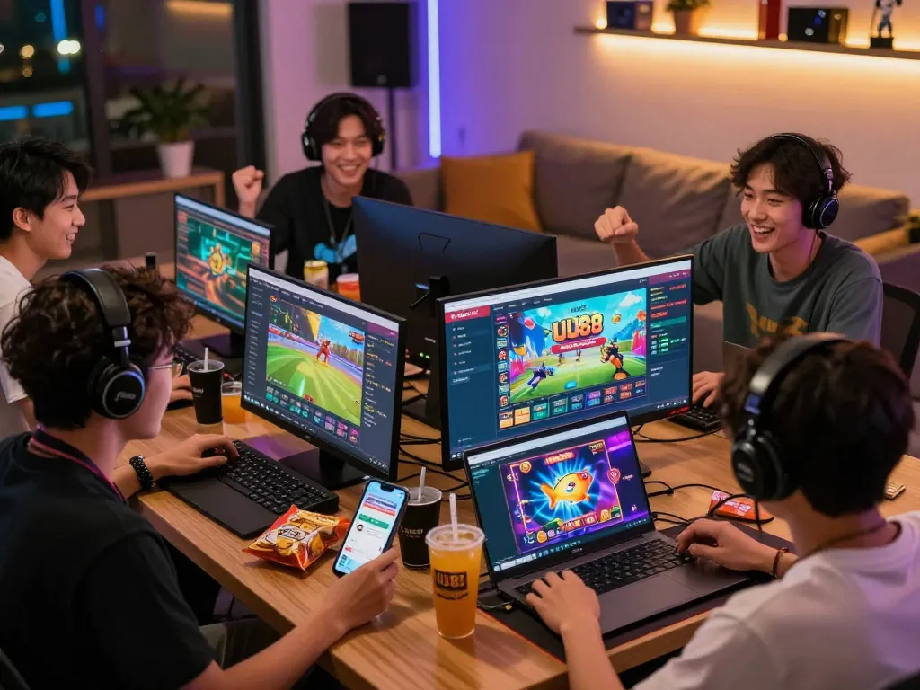 Exciting online betting experience on UU88 platform showcasing players celebrating wins and engaging with diverse games.