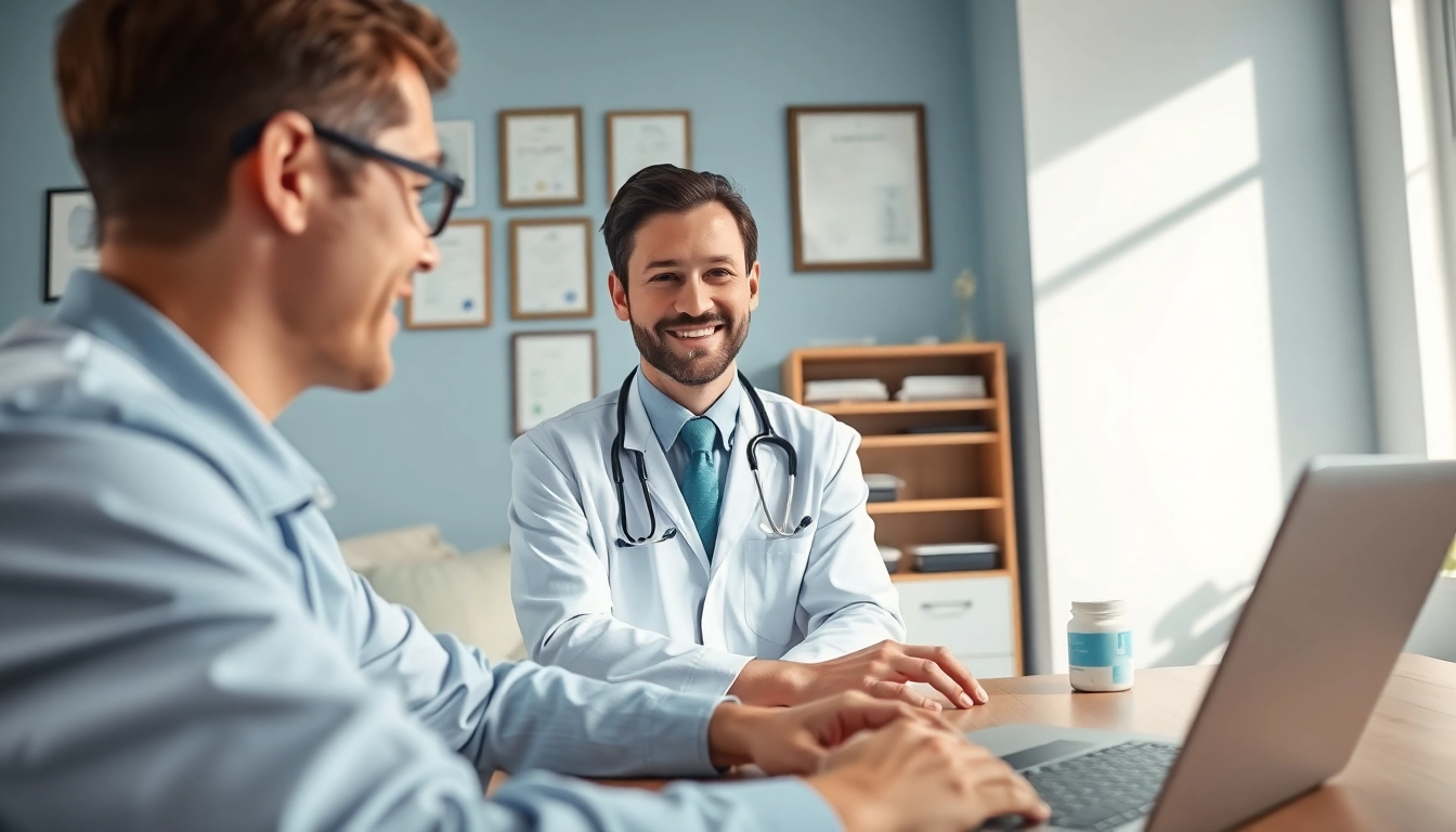 Chat with a doctor online now in a telehealth consultation with a patient.
