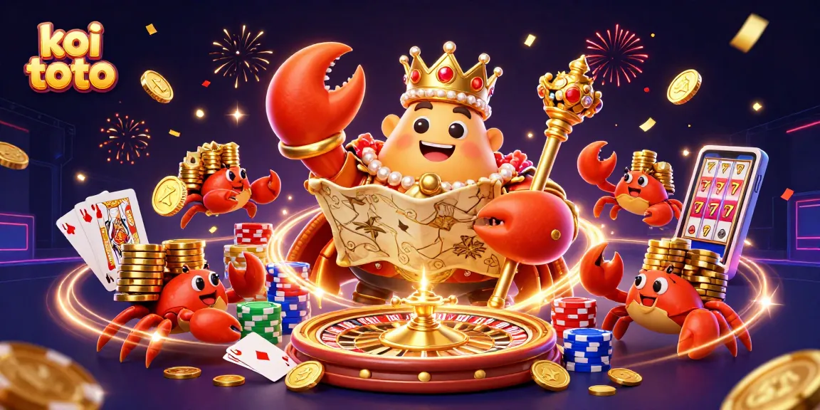 Play and win with koi toto in this vibrant casino scene featuring dynamic characters and exciting game elements.