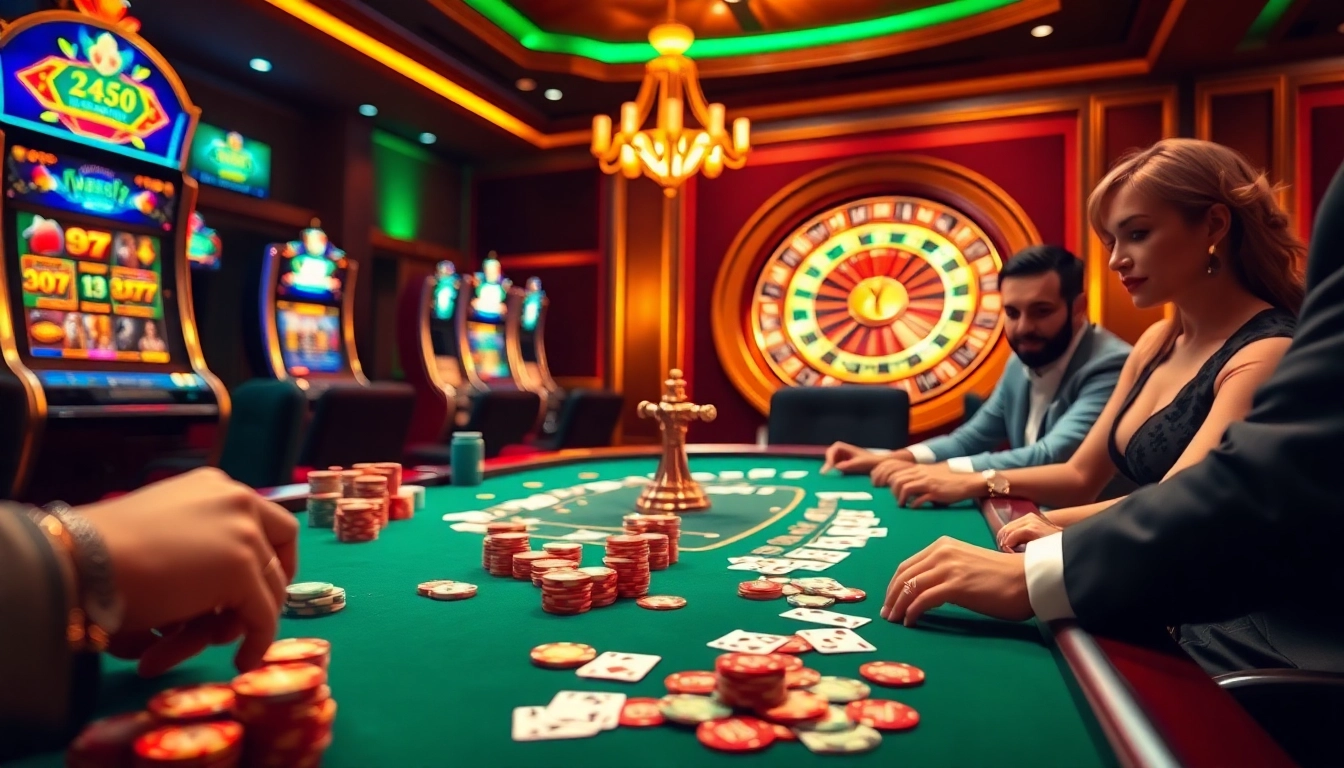 Engage in exciting games at https://rr88.mov/ with poker chips and cards on a vibrant casino table.