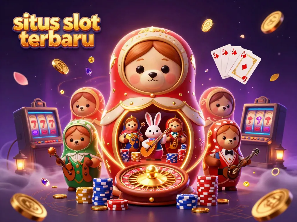 Slot terbaru, gambarkan pengalaman bermain kasino melalui ilustrasi mewah yang menampilkan simbol permainan yang berkilau.