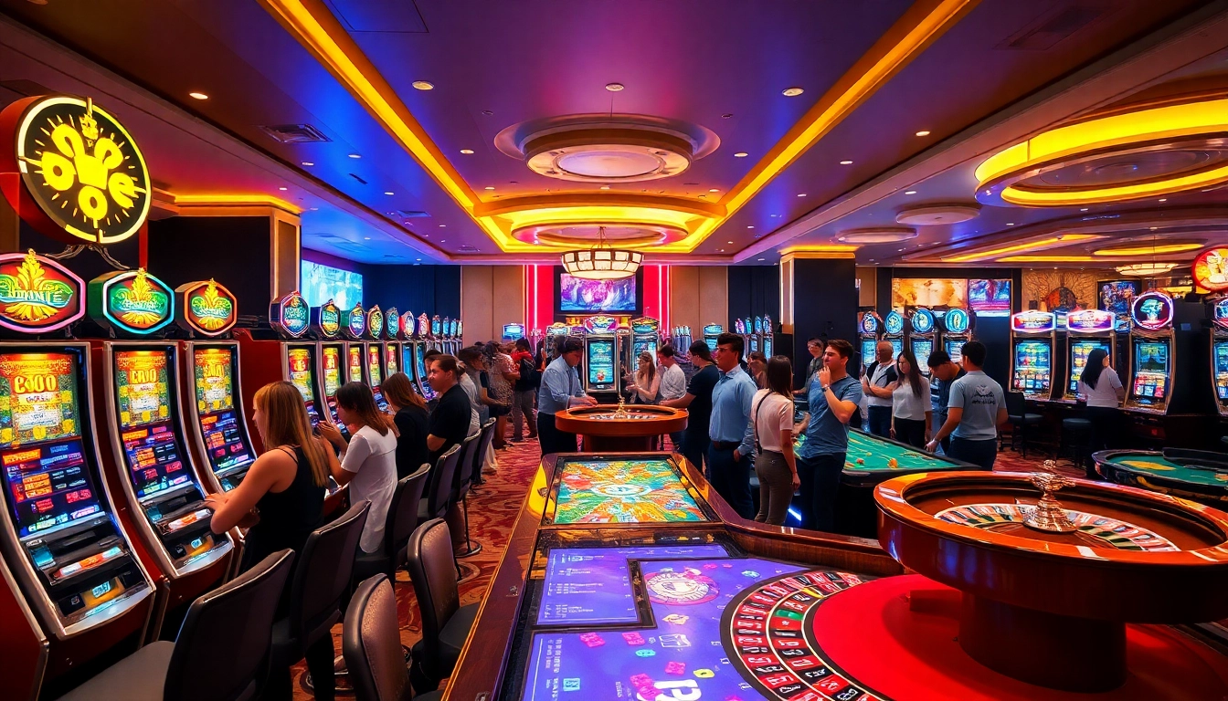 Experience thrilling gaming at https://rr88.auction/ with vibrant slot machines and engaged gamblers.