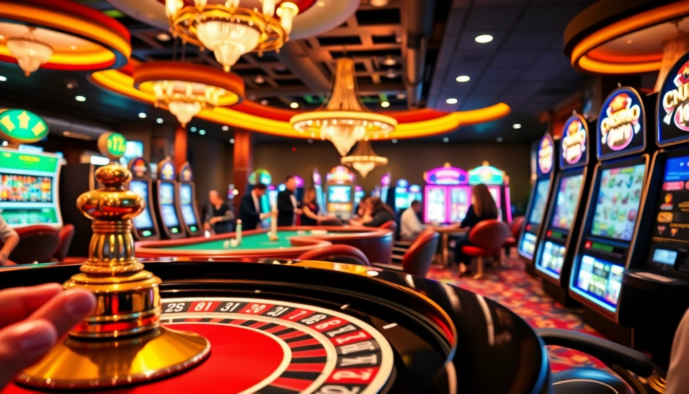 Exciting casino gaming experience at https://good88k.co/ featuring roulette and slot machines.