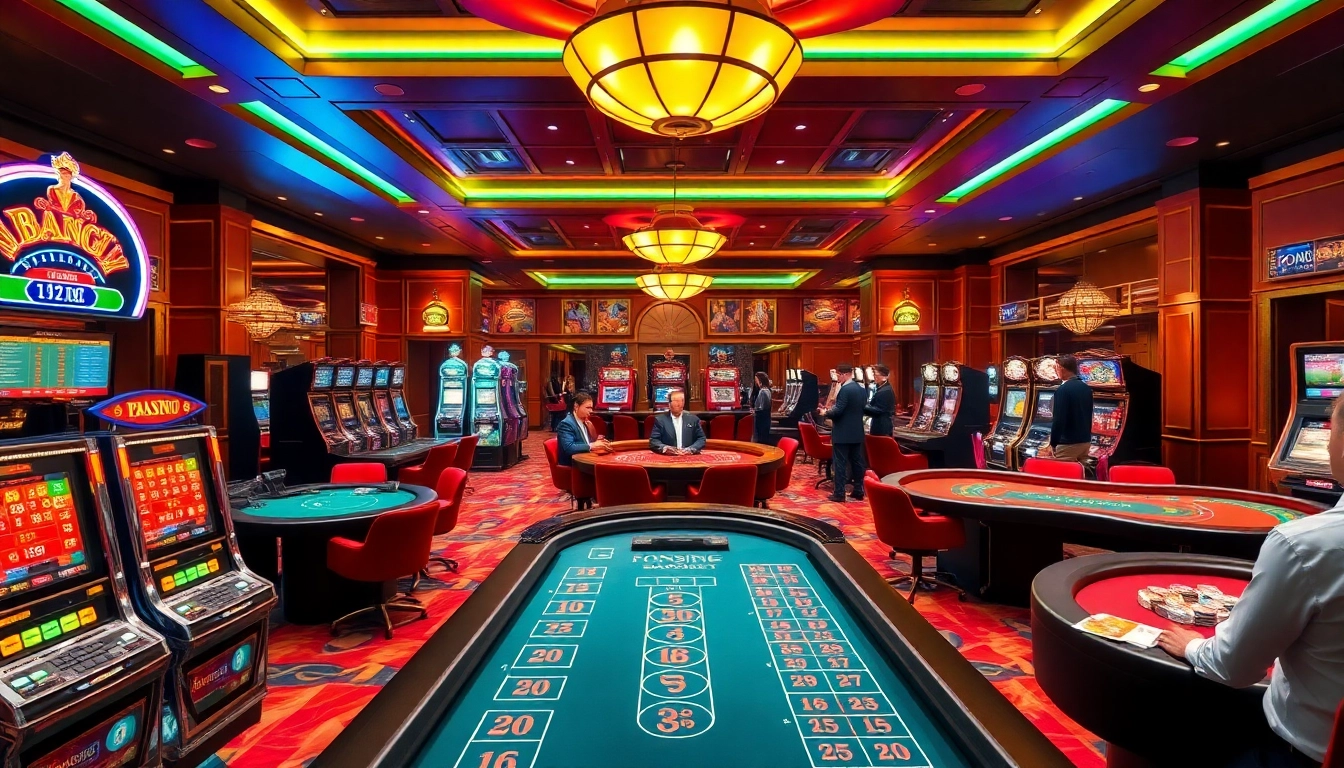 Players enjoying various casino games at https://bong88.casa/, highlighting excitement and luxury in gambling.
