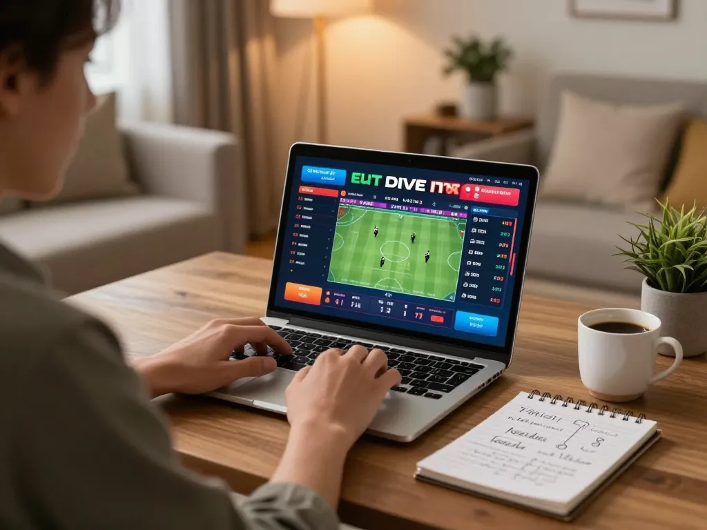 Engaged player strategizing on sports betting via 링크모음 platform from a cozy home setup.