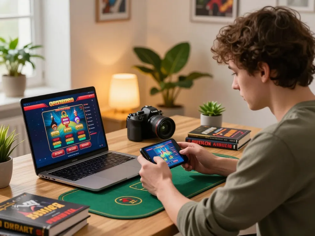 Engaging mobile gambling scene showcasing a player using the 123B chính thức app for a strategic gaming experience.