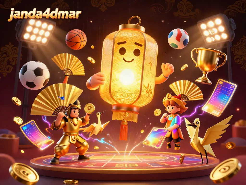 Dengan janda4dmar, penjudi menikmati pengalaman kasino dengan lampion emas dan simbol keberuntungan.