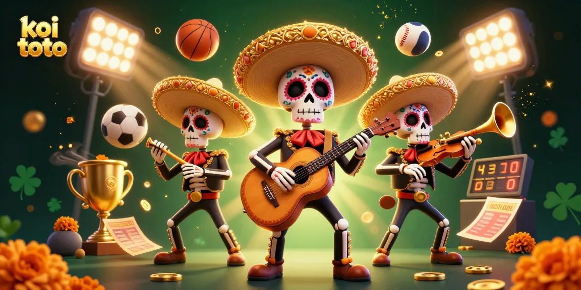 Experience the excitement of koi toto with vibrant skeleton mariachi musicians in a dynamic gambling scene.