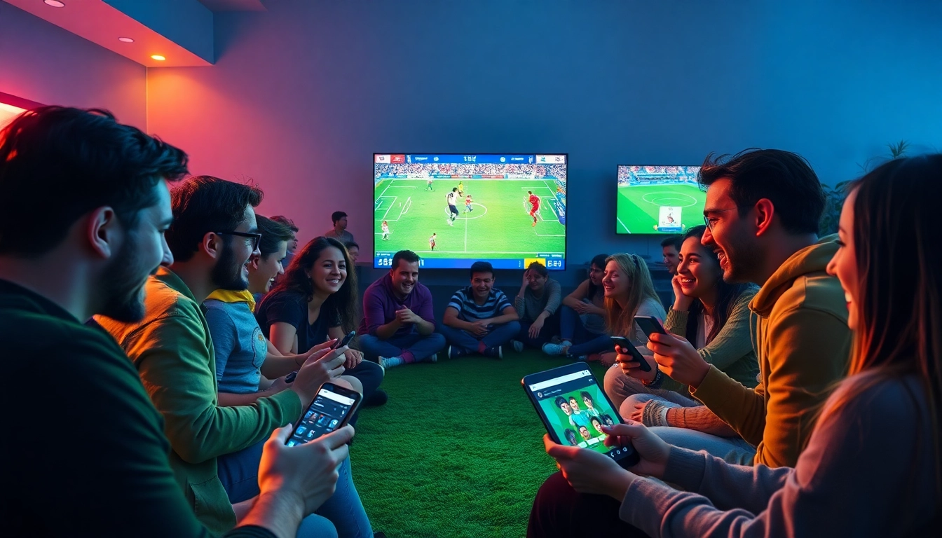 Fans enjoying live soccer streaming on https://socolive.com.co/ with excitement and engagement.