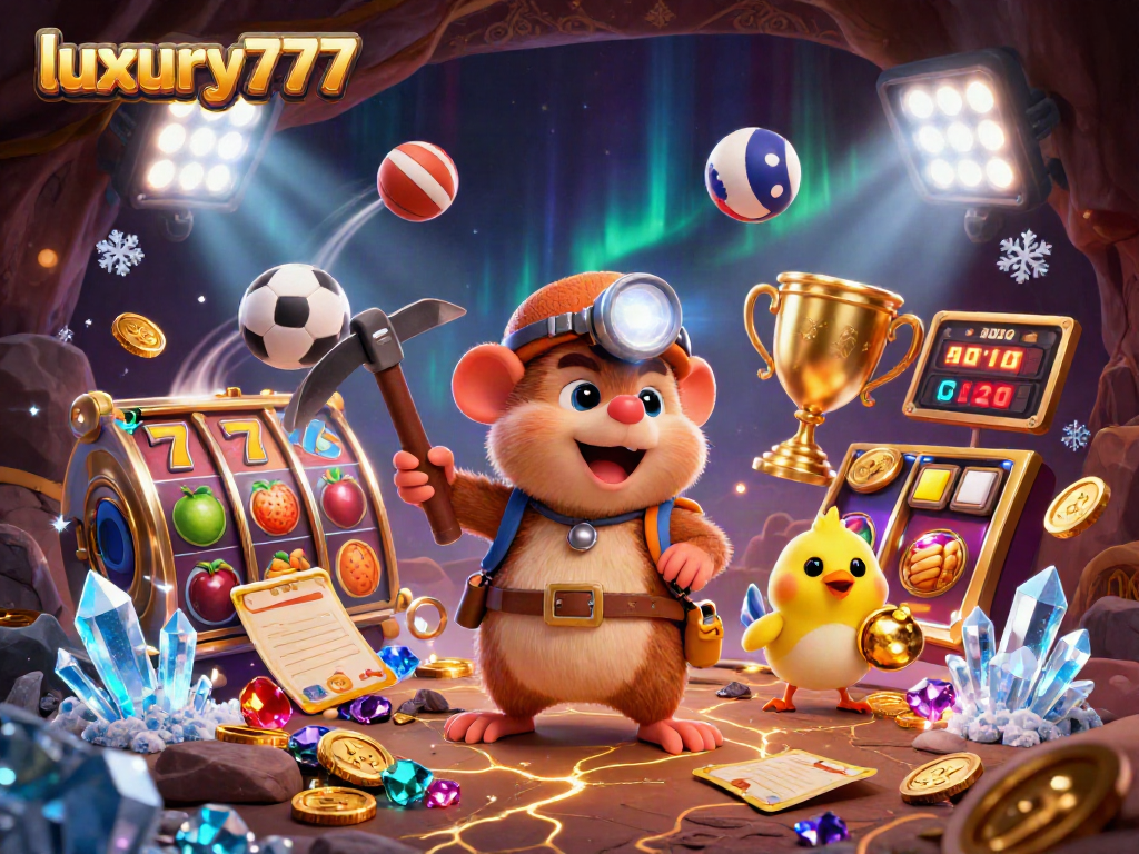 Menangkan jackpot dengan luxury777 dalam ilustrasi kasino penuh warna dan detail 3D yang hidup.