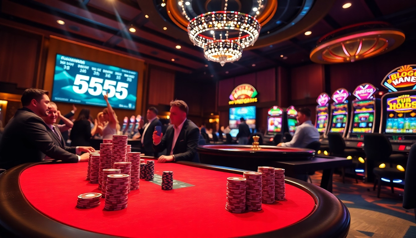 Row of poker chips and a captivating roulette wheel at bl555 casino, capturing the thrill of gambling.
