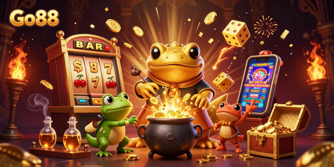 Spin the reels at Go88 with exciting golden adventures in a vibrant, immersive casino scene!