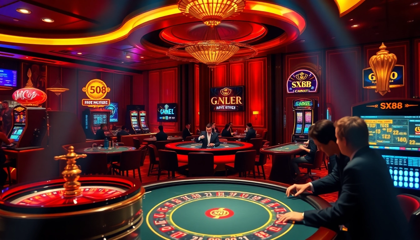 SX88 players enjoying an immersive online gambling experience at a luxurious casino table.