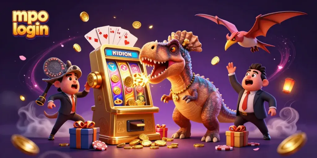 Login mpo: Menangkan jackpot dengan mesin slot emas di ilustrasi kasino ini.