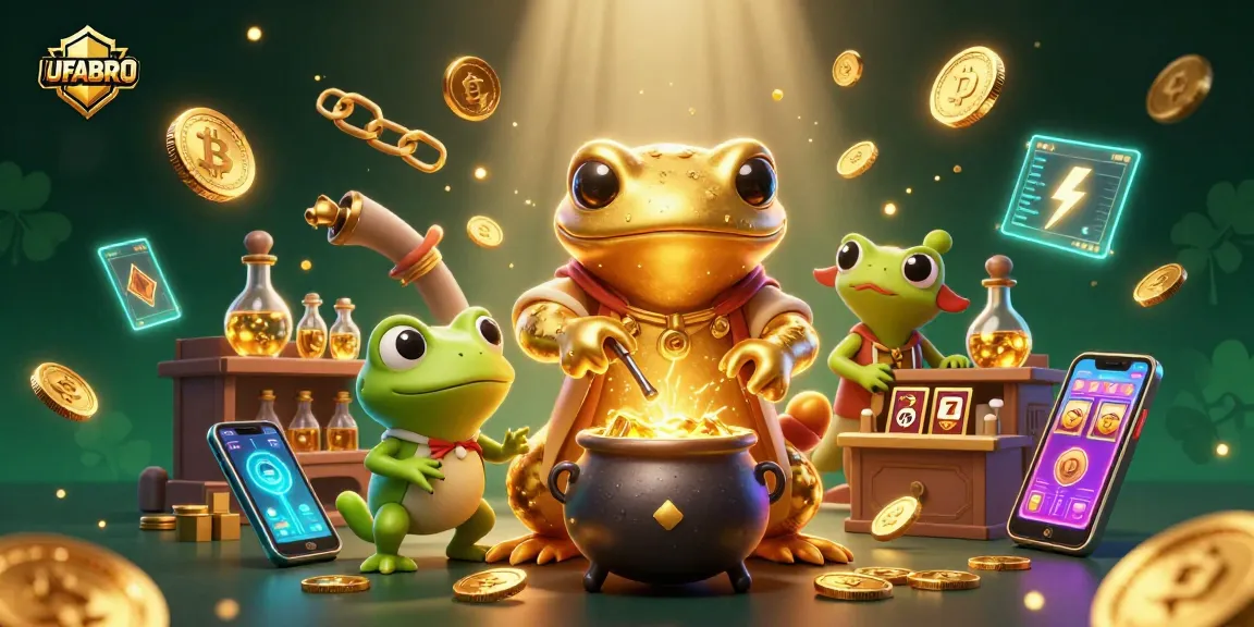 UFABRO brings excitement with dynamic slot games and golden treasures in this vivid 3D illustration.