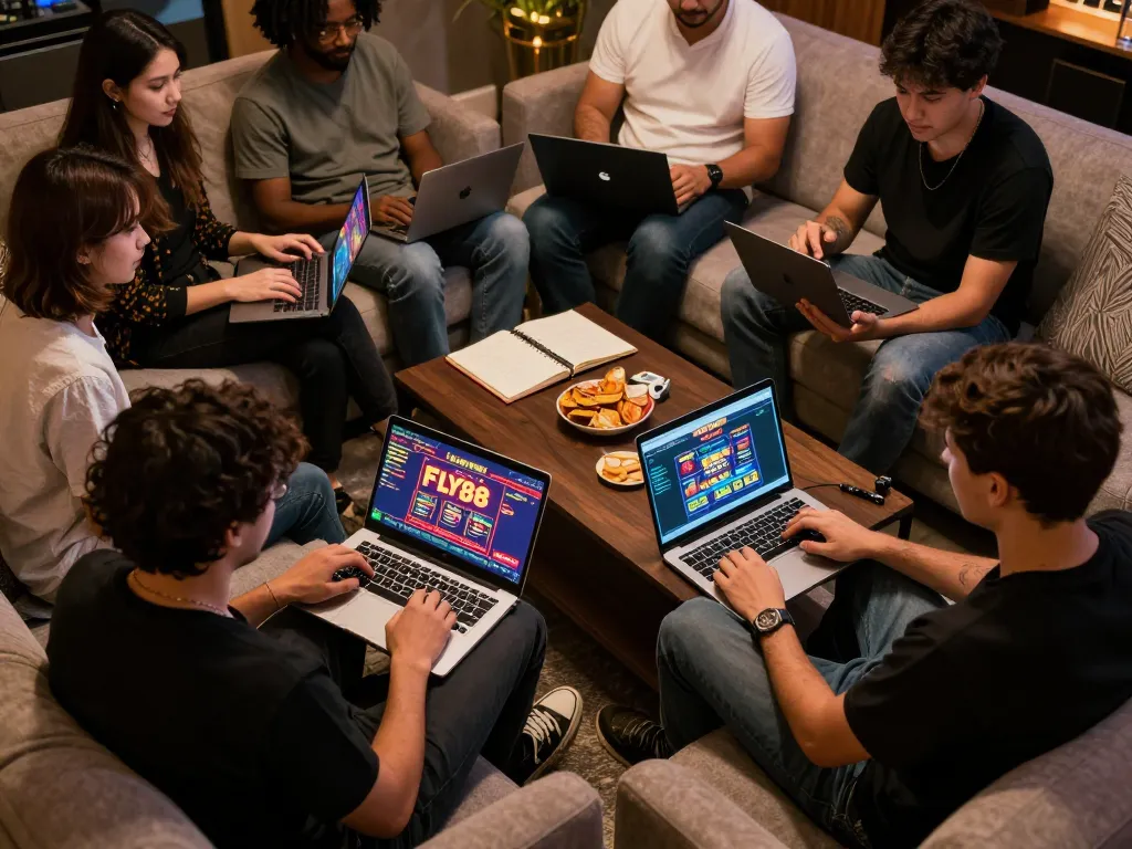 FLY88 online gaming experience with players enjoying engaging sessions at home.