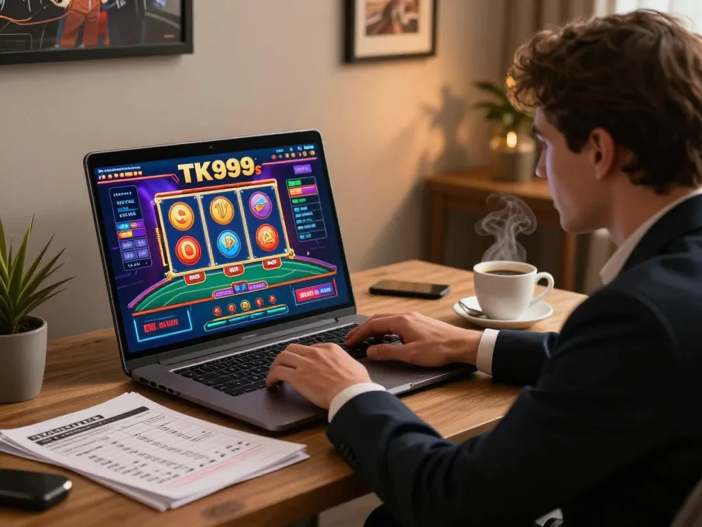 Engaging online casino session on TK999 with colorful gaming interface in cozy atmosphere.