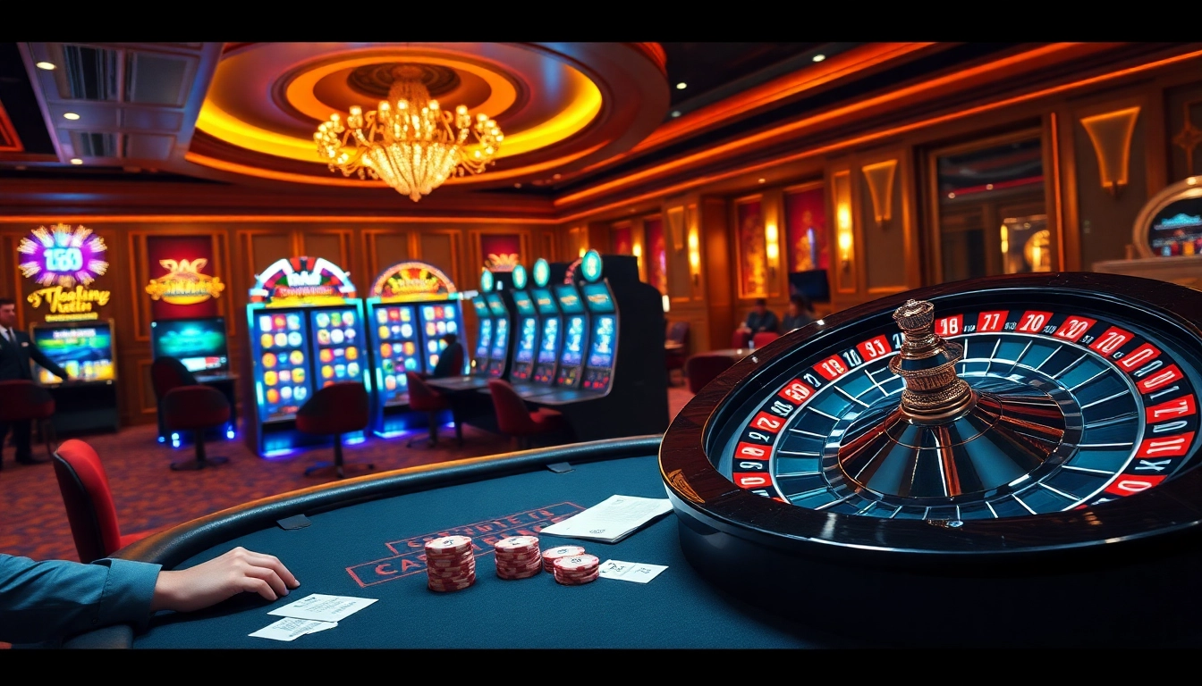 Experience thrilling gameplay at 789win with vibrant casino tables, poker chips, and exciting slot machines.