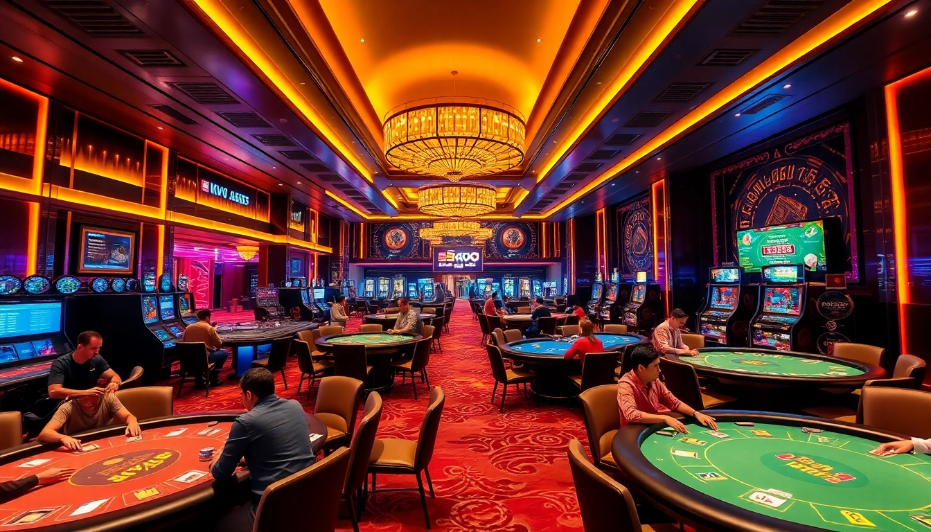 Exciting gaming environment at nền tảng 88go featuring casino tables and players.