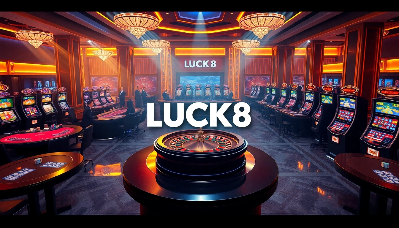 Experience the thrill of LUCK8 with vibrant casino tables and lively gaming activities.