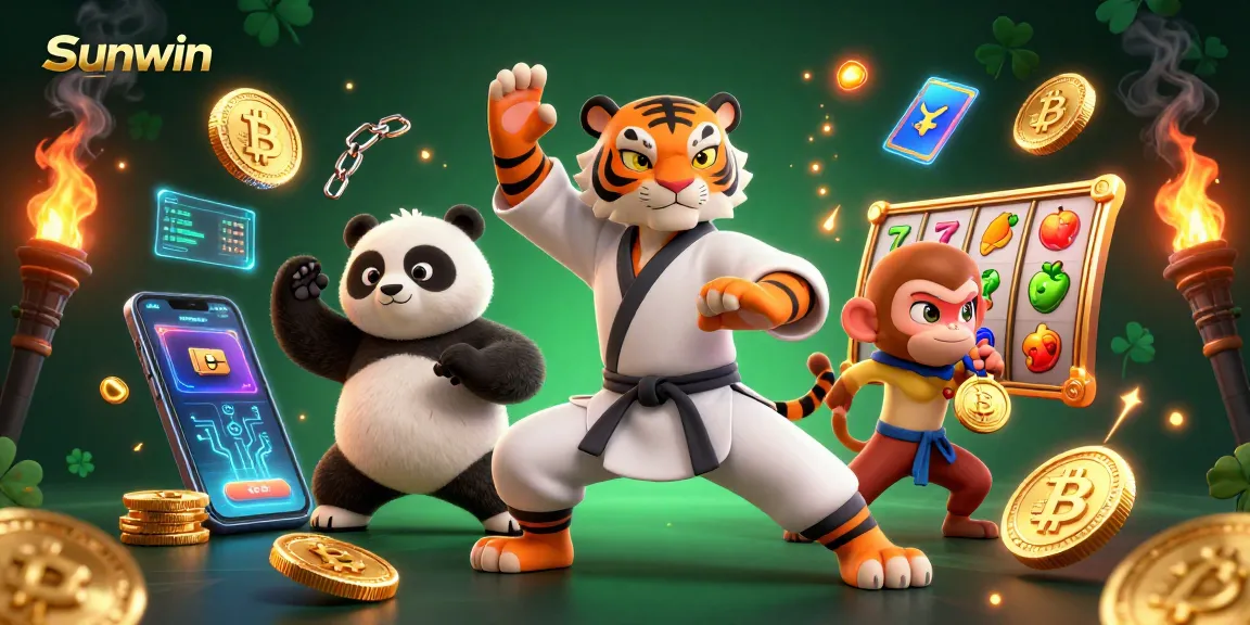 Engage with Sunwin's thrilling 3D casino experience, featuring colorful characters and vibrant game elements.