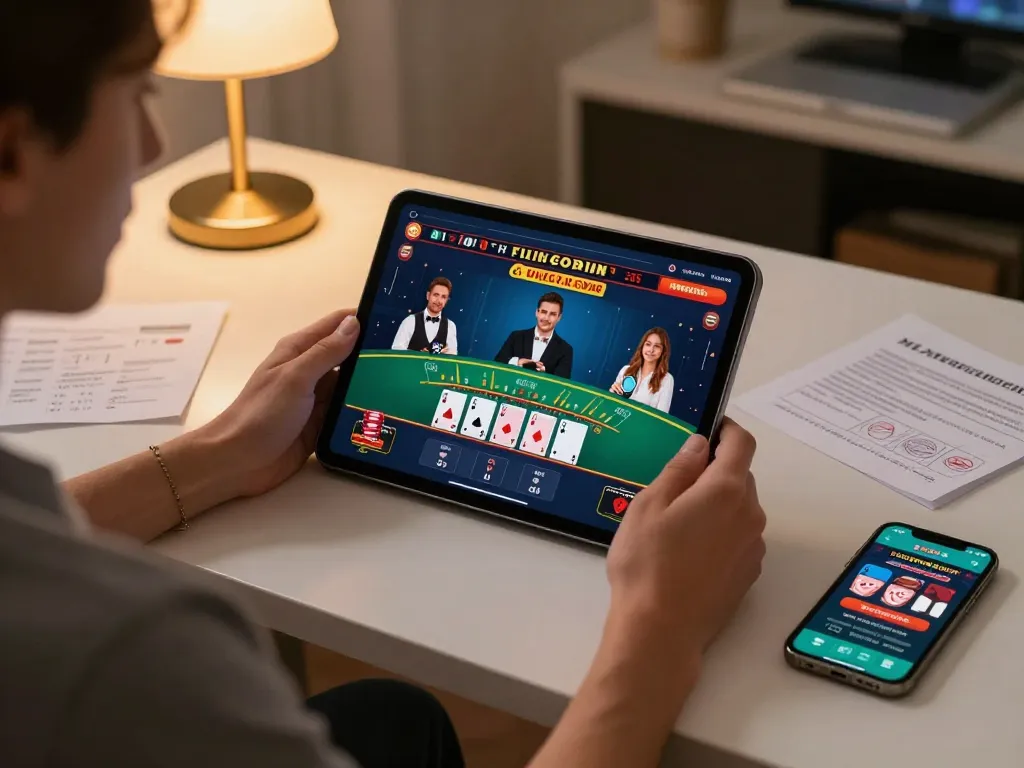 Experience dynamic gameplay at MMOO while playing blackjack online, showcasing the engaging interface and cozy setup.