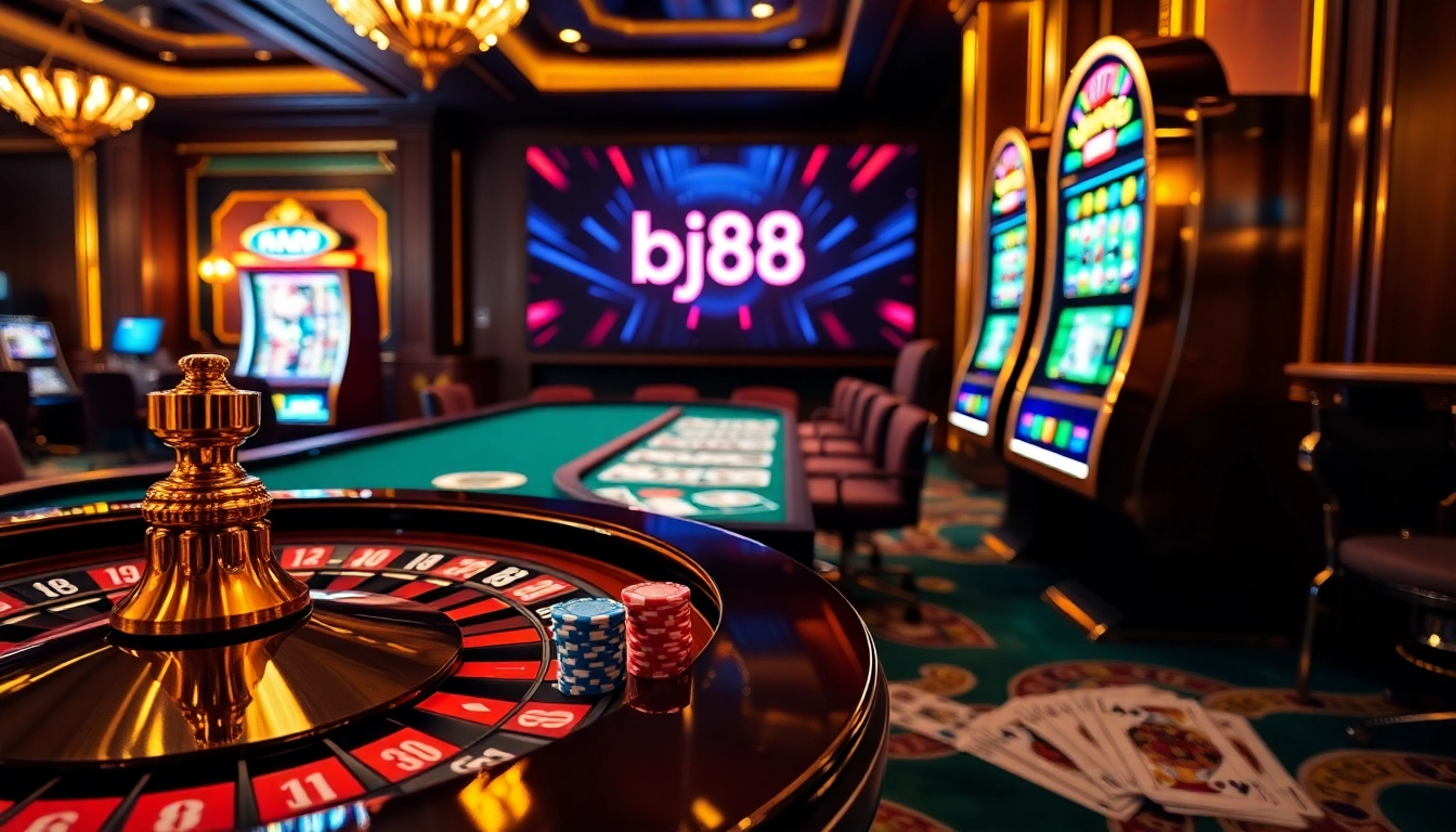 Experience the thrill of winnings at bj88 with luxurious casino tables and vibrant gameplay.
