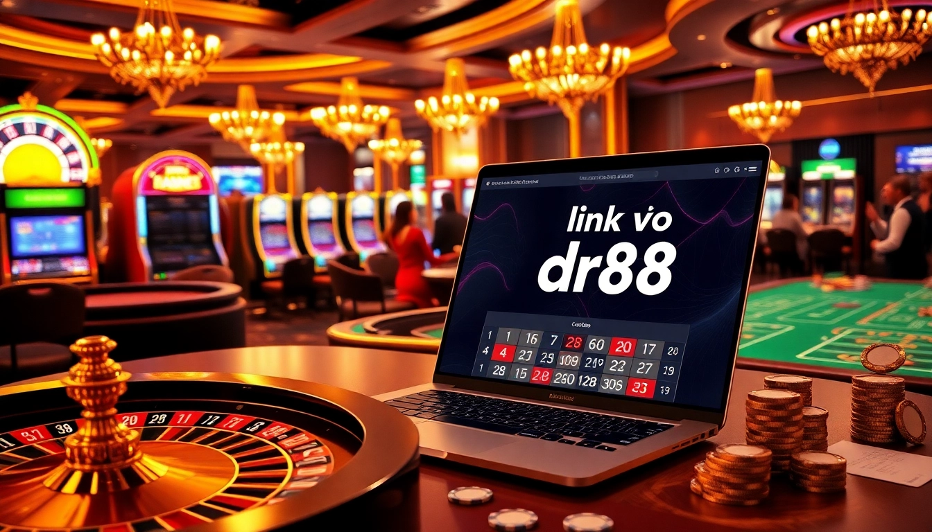 Experience thrilling gameplay with link vào dr88, featuring vibrant slot machines, poker tables, and roulette wheels.